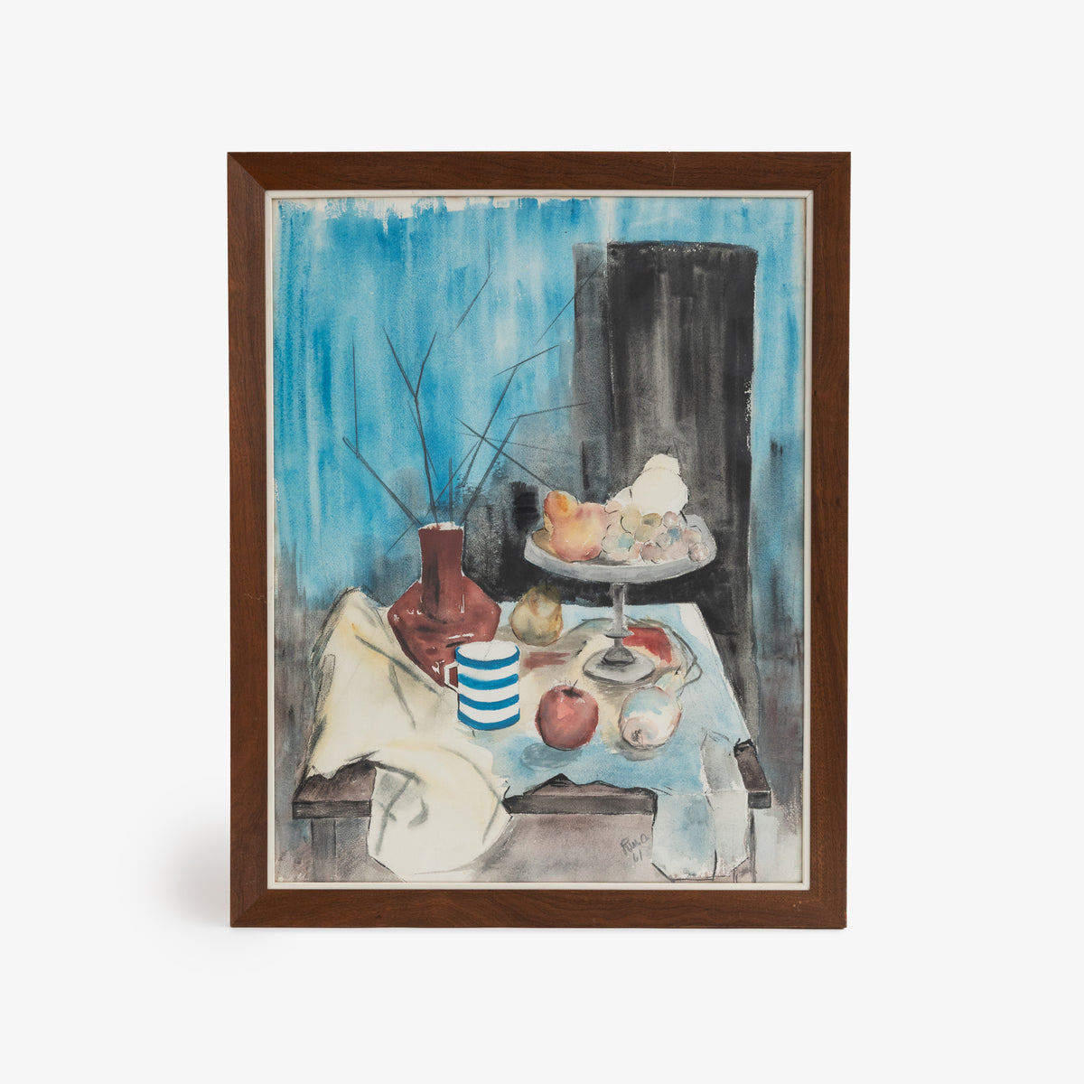 Mid Century Artist Signed and Framed Watercolor