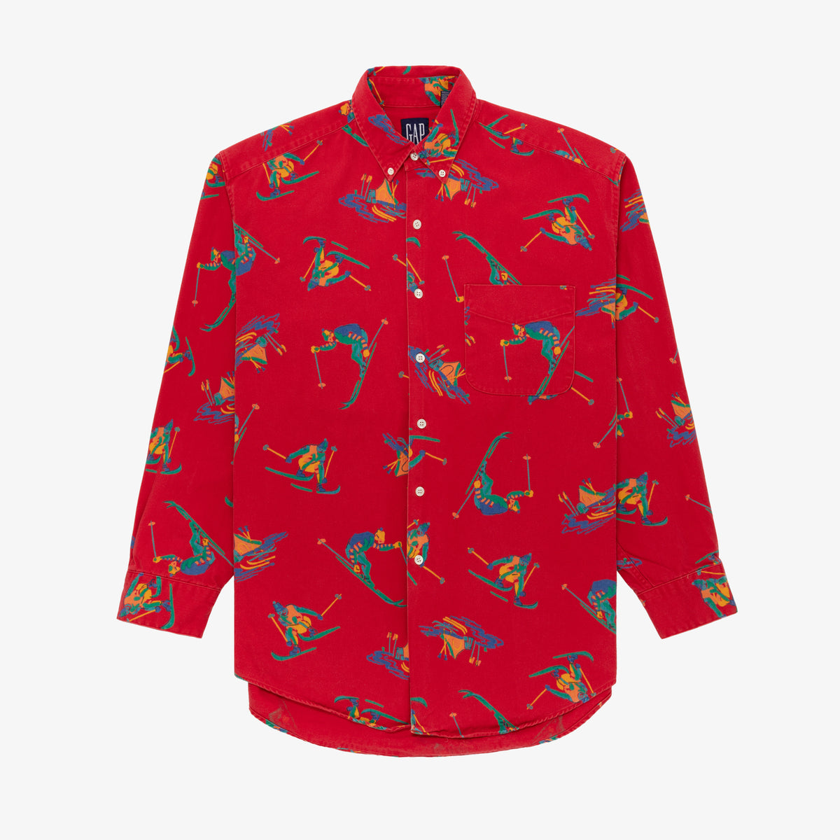 Vintage GAP All-Over Skiing Pring Button Up