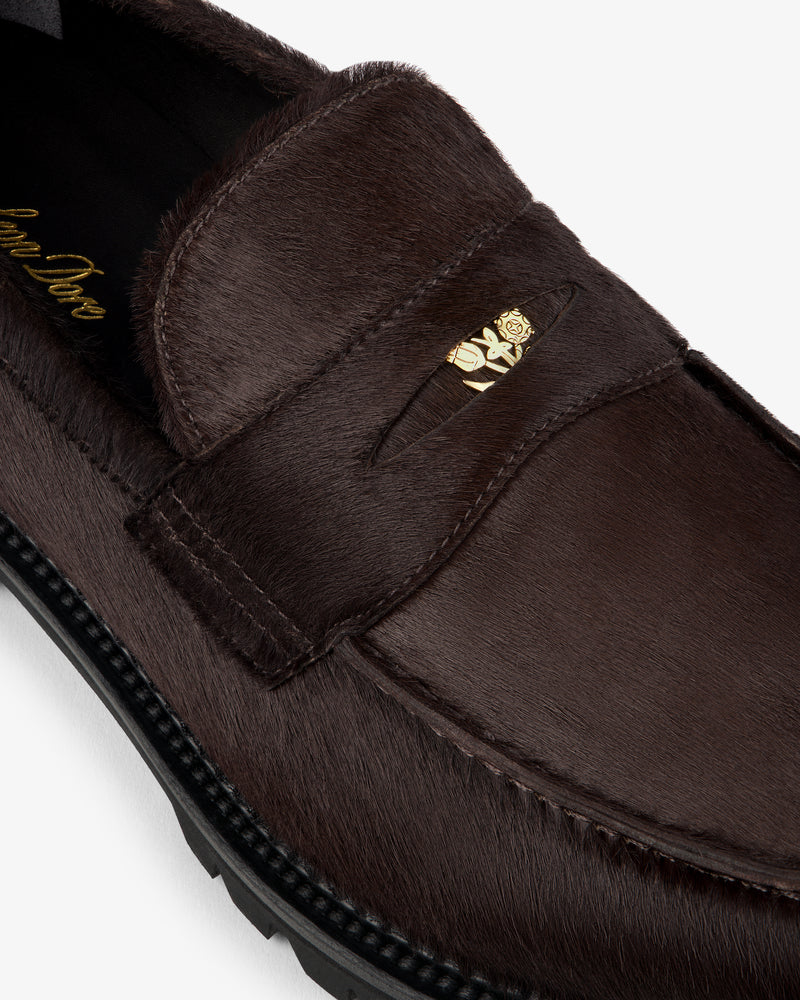 Lug Sole Calf Hair Queens Crest Loafer