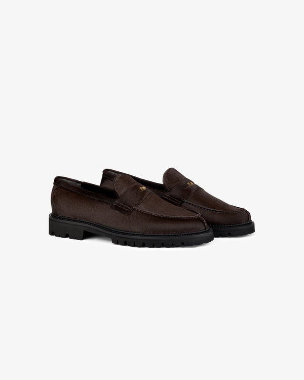 Lug Sole Calf Hair Queens Crest Loafer