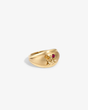 14Kt Gold Crest Dome Ring