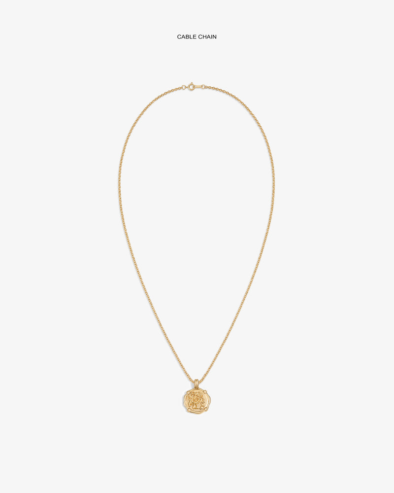 14Kt Gold Coin Pendant necklace displayed on a plain white background.