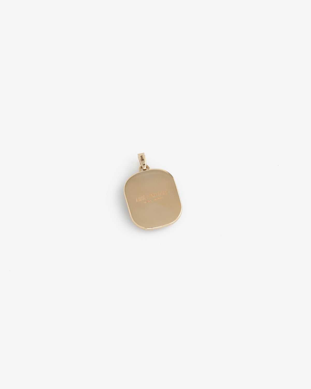 The 14Kt Gold Mosaic Pendant is square with rounded edges and a small top loop, shown on a white background.