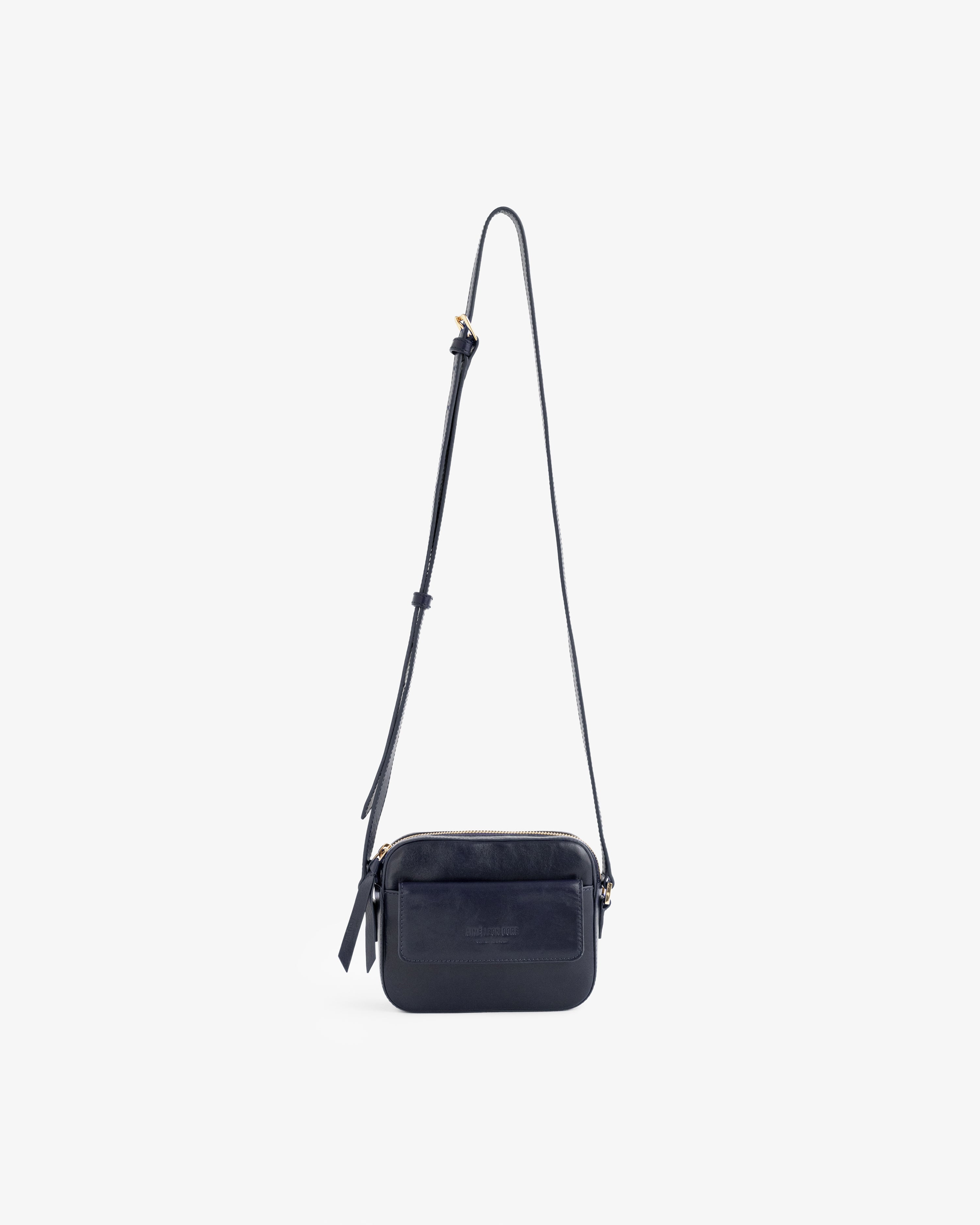 Bag Zipped Black Leather Marina Crossbody Small Side Bag 