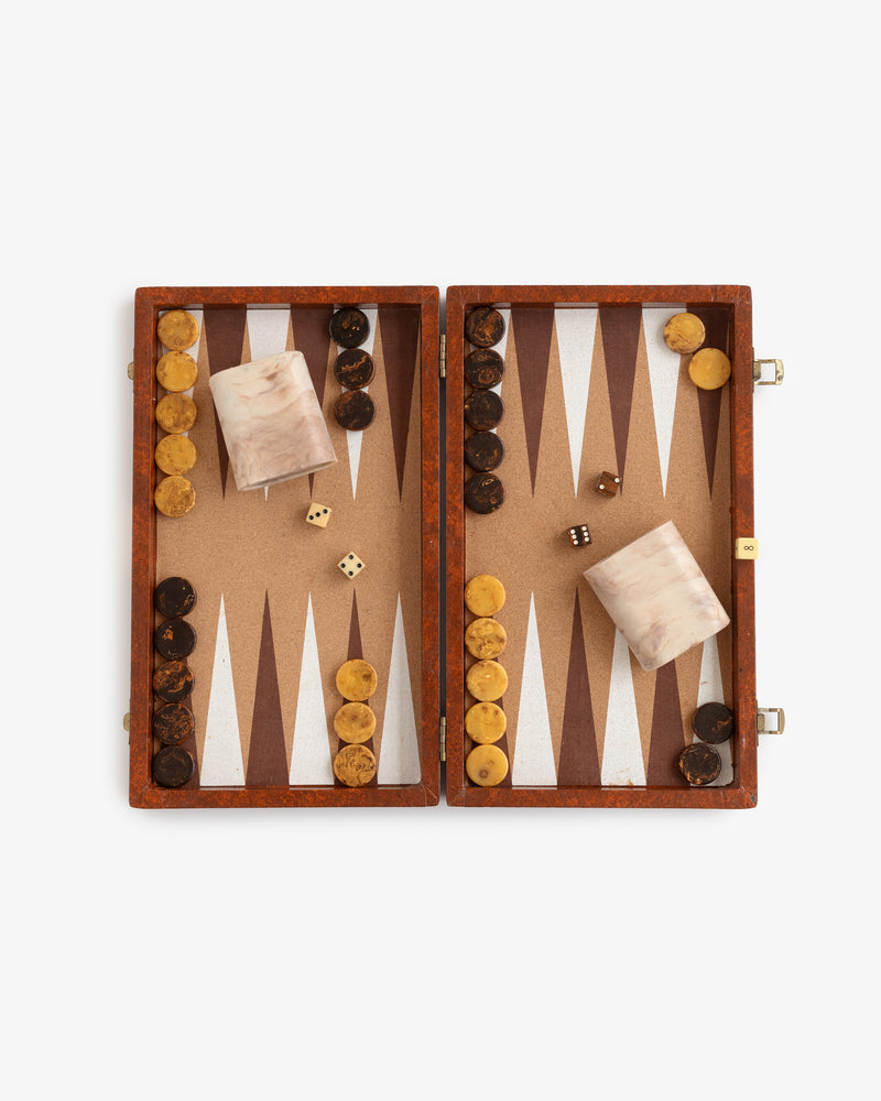 Cardinal Mottled Bakelite Backgammon Checkers Set