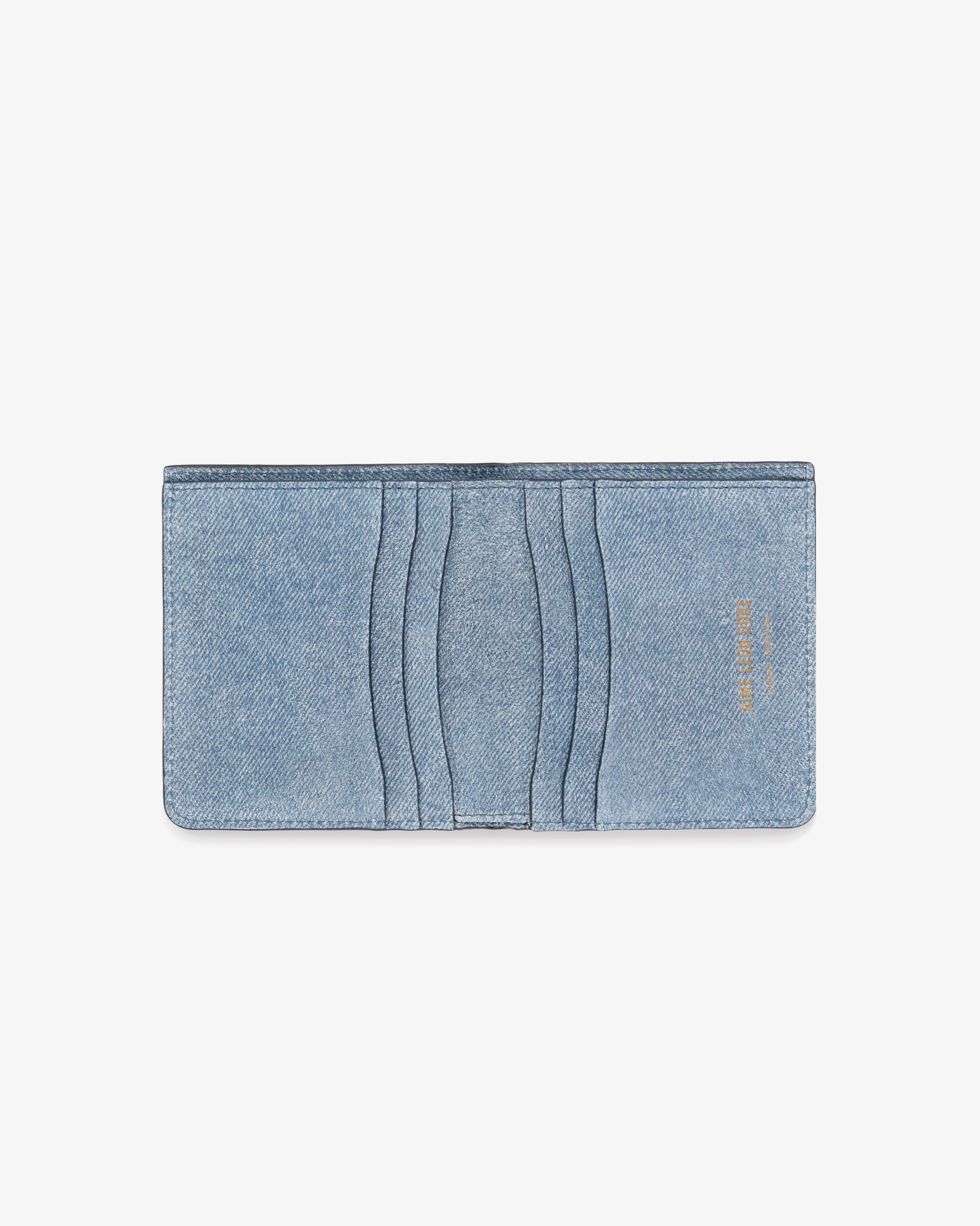 Denim Printed Leather Bi-Fold Wallet