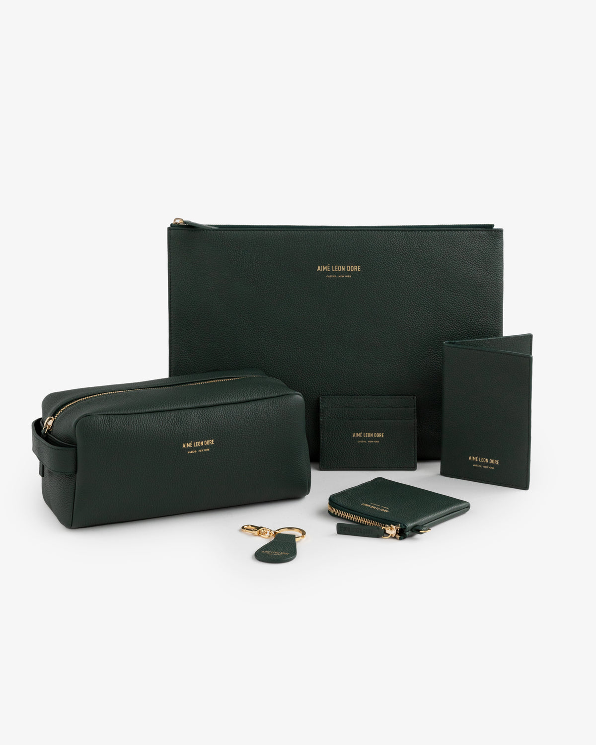 A dark green leather card holder, perfect for organizing your essentials in style.