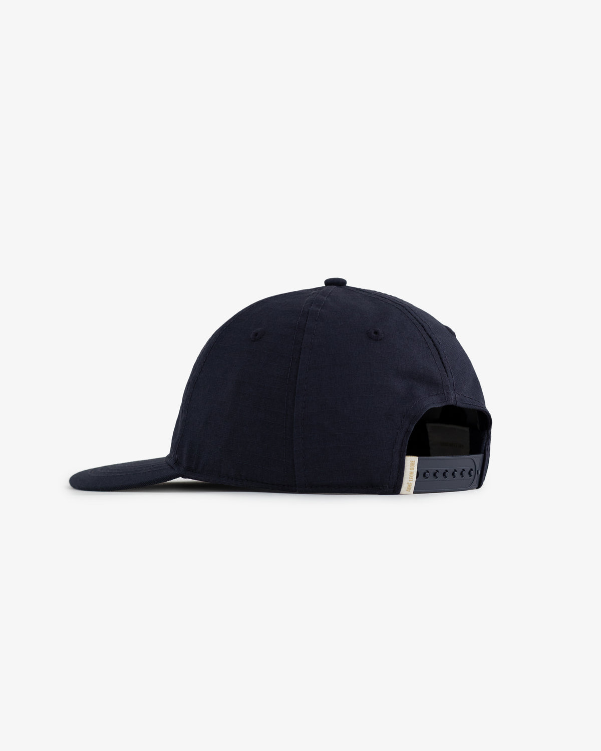 Unisphere Hat in navy blue shown from the back with adjustable snapback closure.