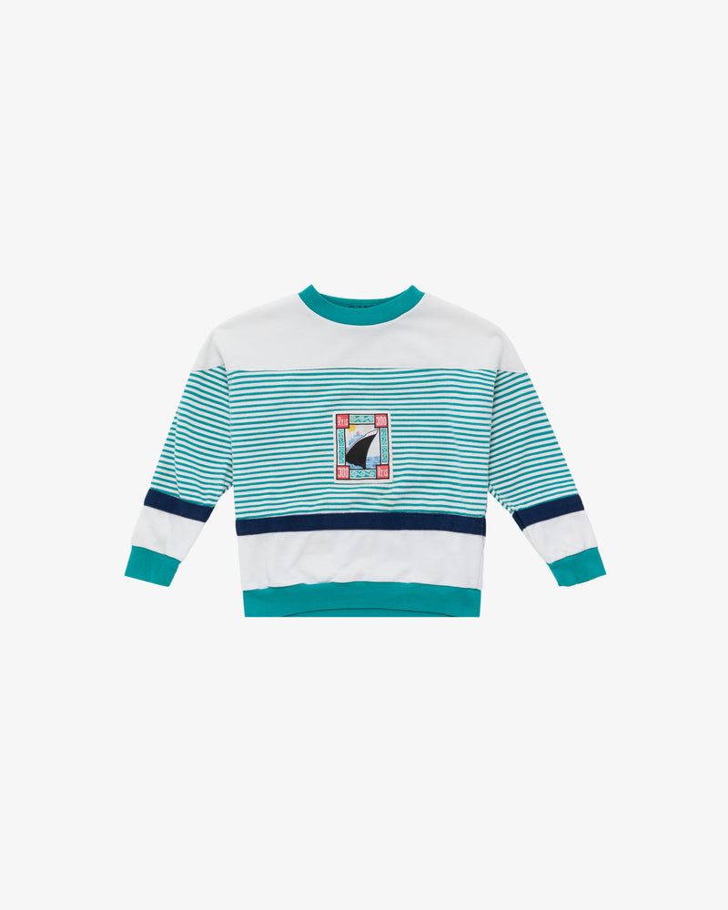 Vintage Kids Striped Boat Crewneck Sweatshirt