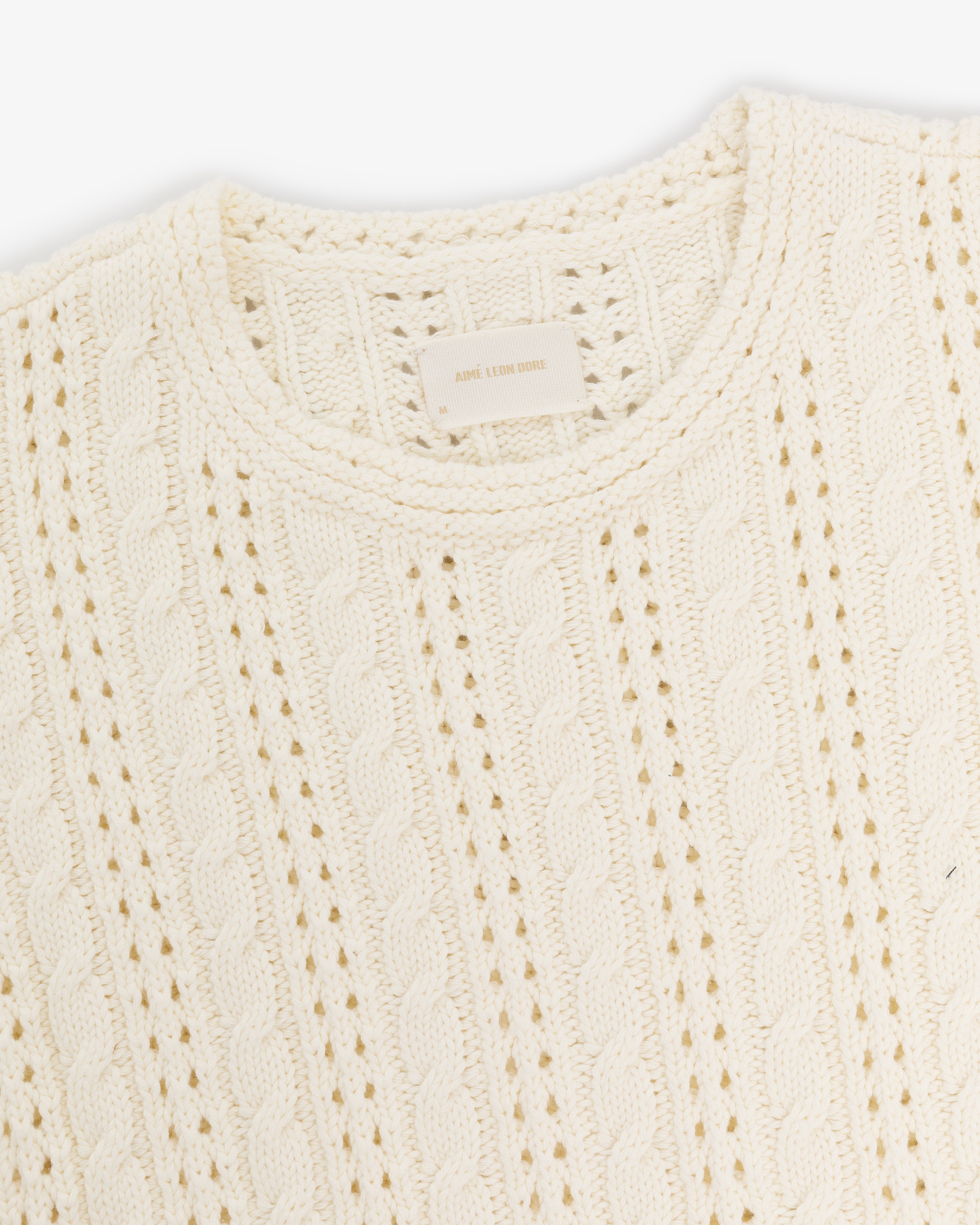 Pointelle Cable Crewneck Sweater