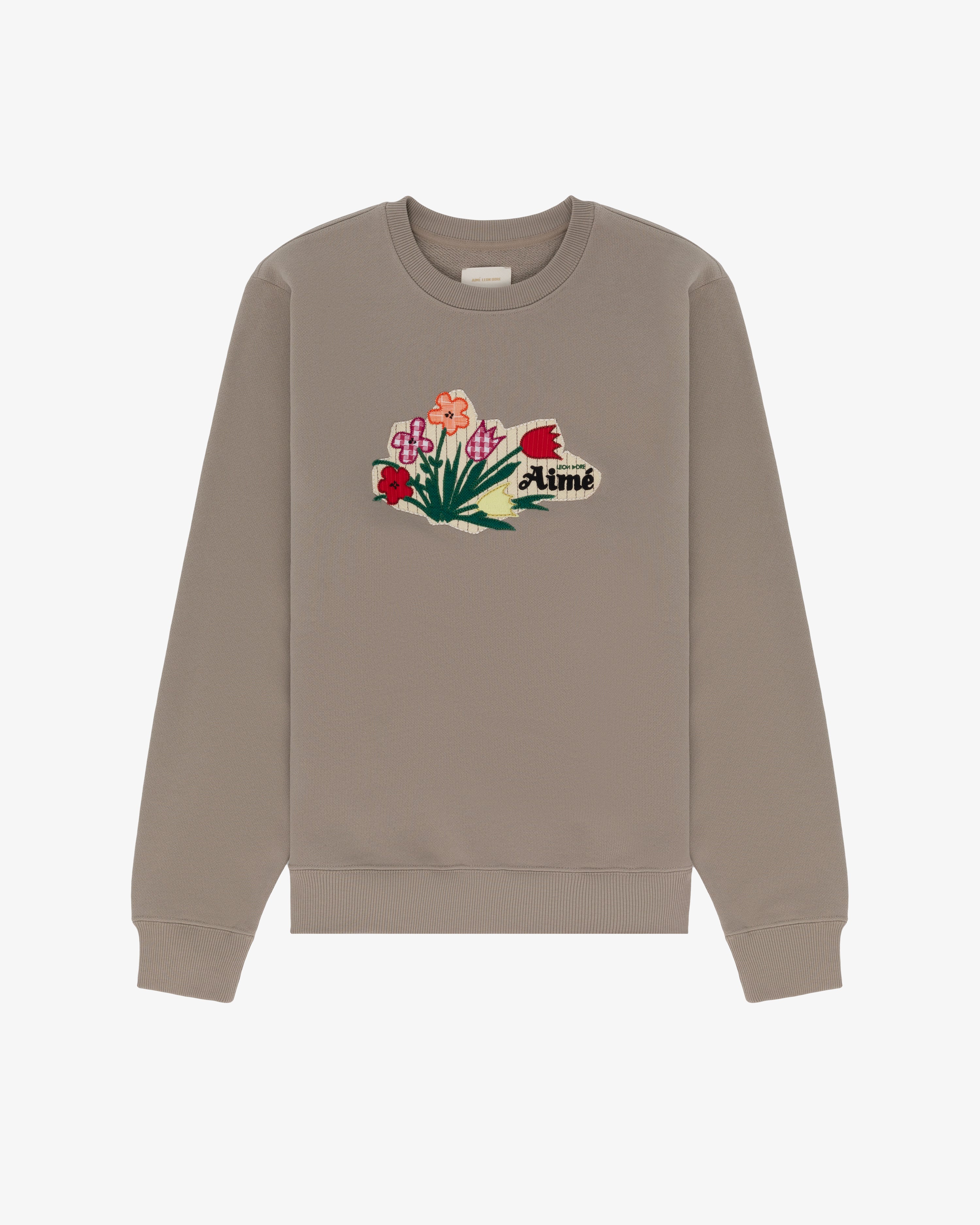 Floral Appliqué Crewneck Sweatshirt