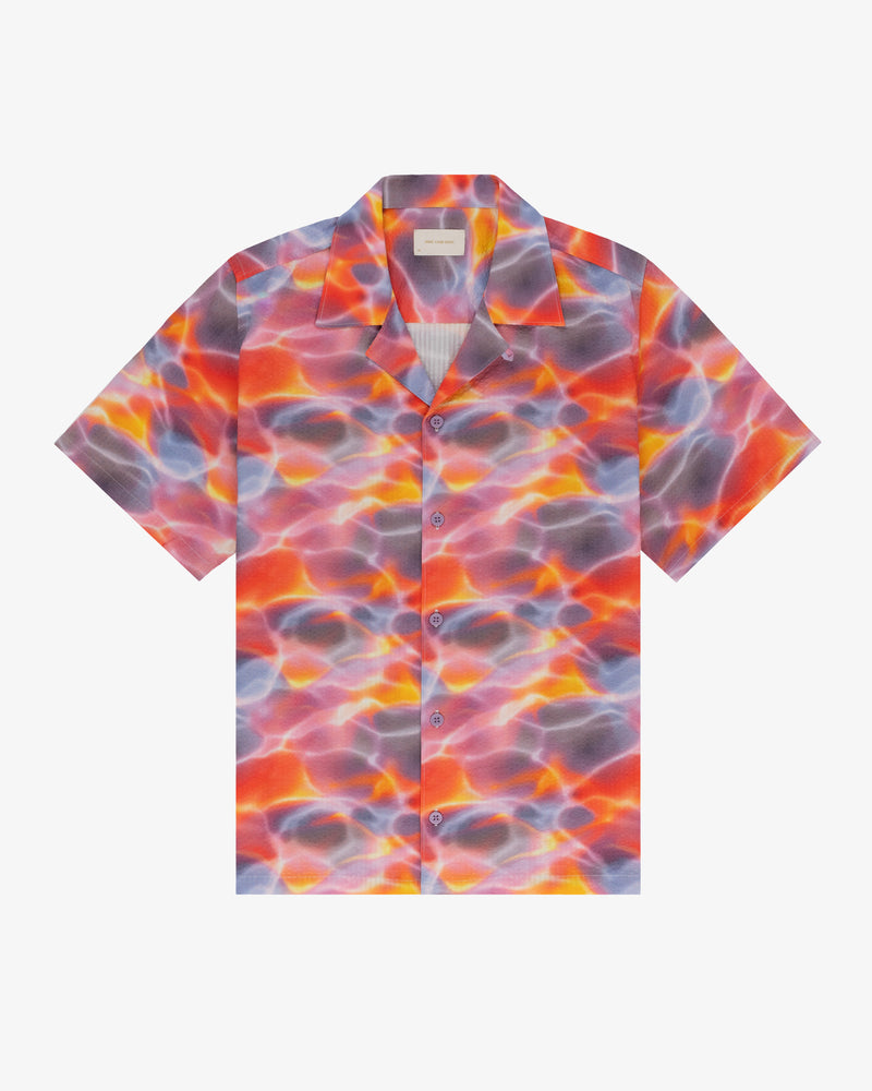 Aqua Print Seersucker Shirt
