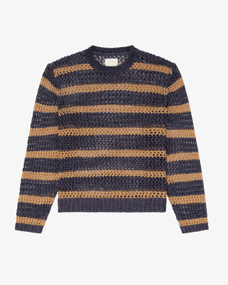 Loose Knit Striped Crewneck Sweater