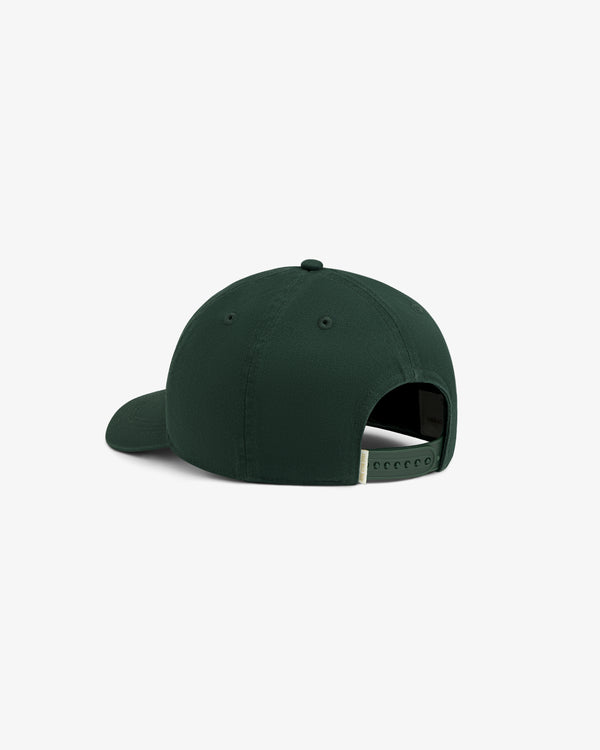 Café Leon Dore Logo Hat in dark green, shown from the back with adjustable strap and slightly curved brim.