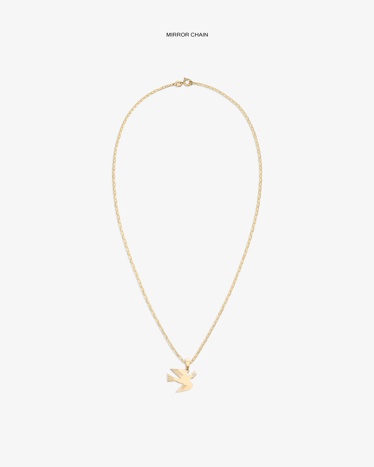 14Kt Gold Dove Pendant necklace displayed on a plain white background.