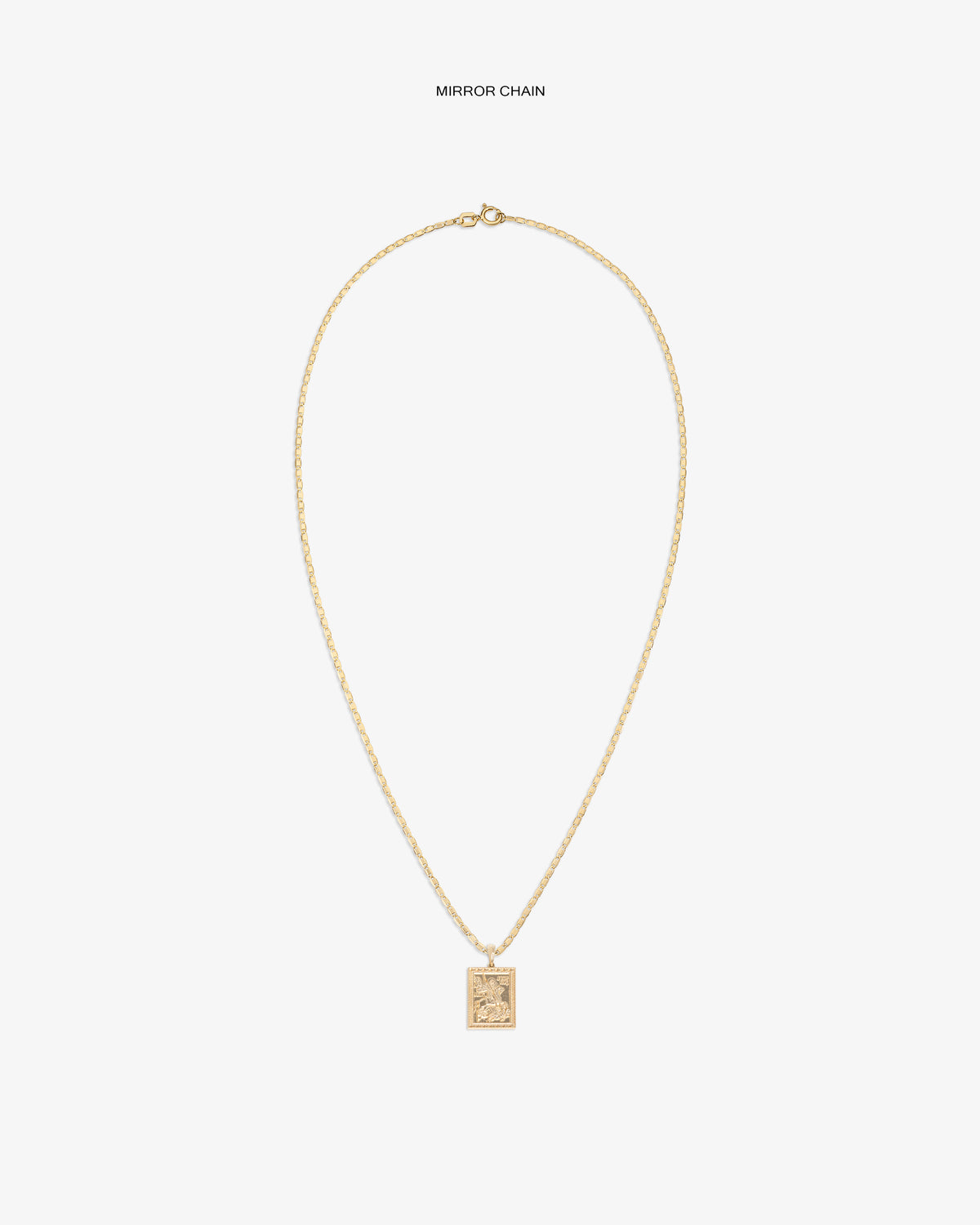 14Kt Gold Saint George Pendant necklace, shown against a plain white background.