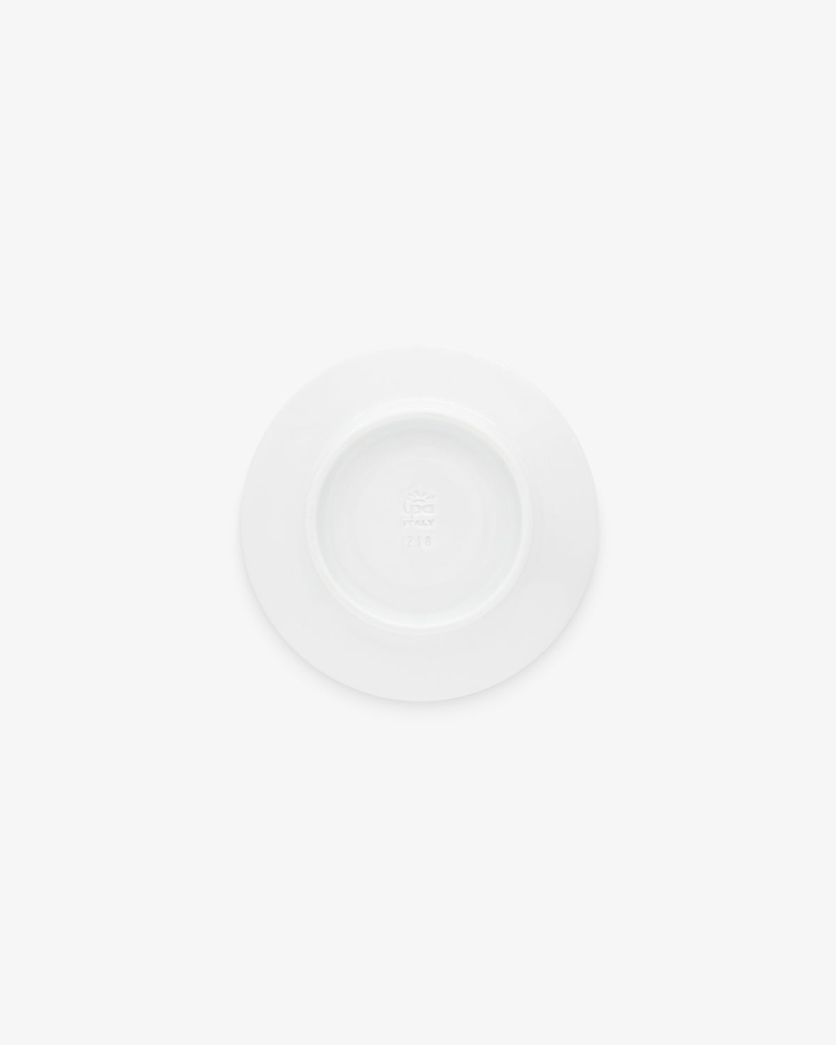 A Café Leon Dore Espresso Saucer, ceramic and white, shown from above on a white background.