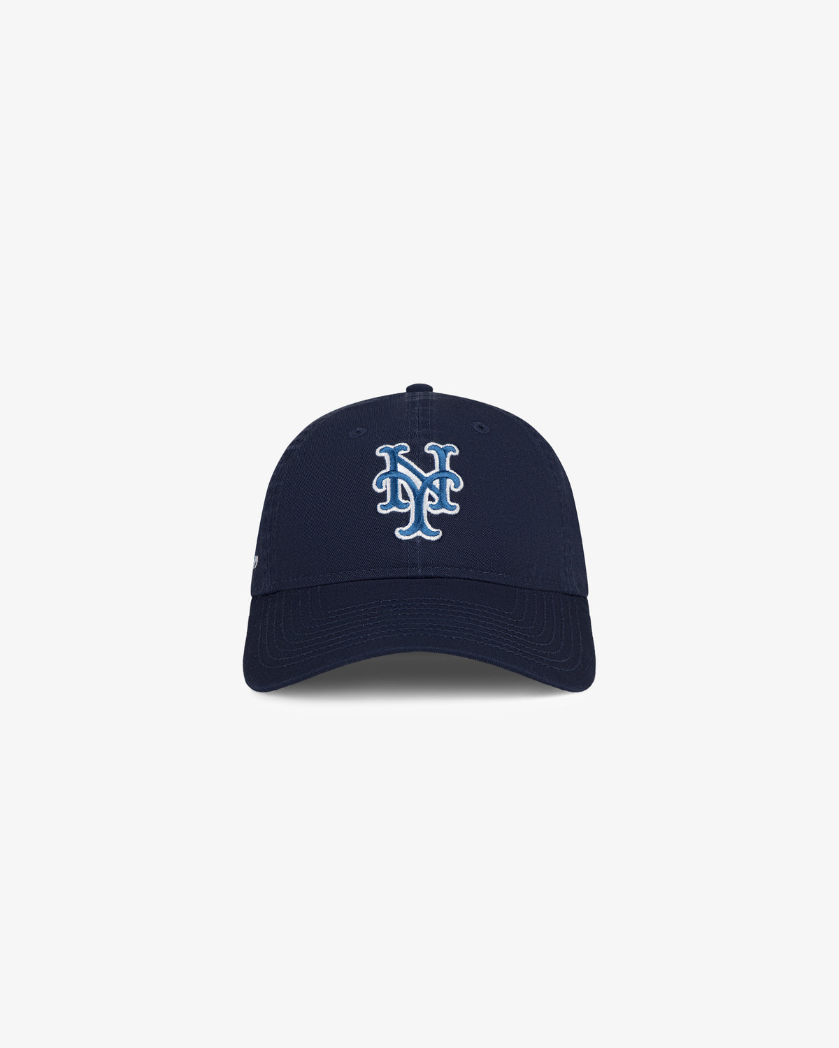 ALD / New Era Mets Ballpark Hat in navy blue with white NY logo, shown on a plain white background.