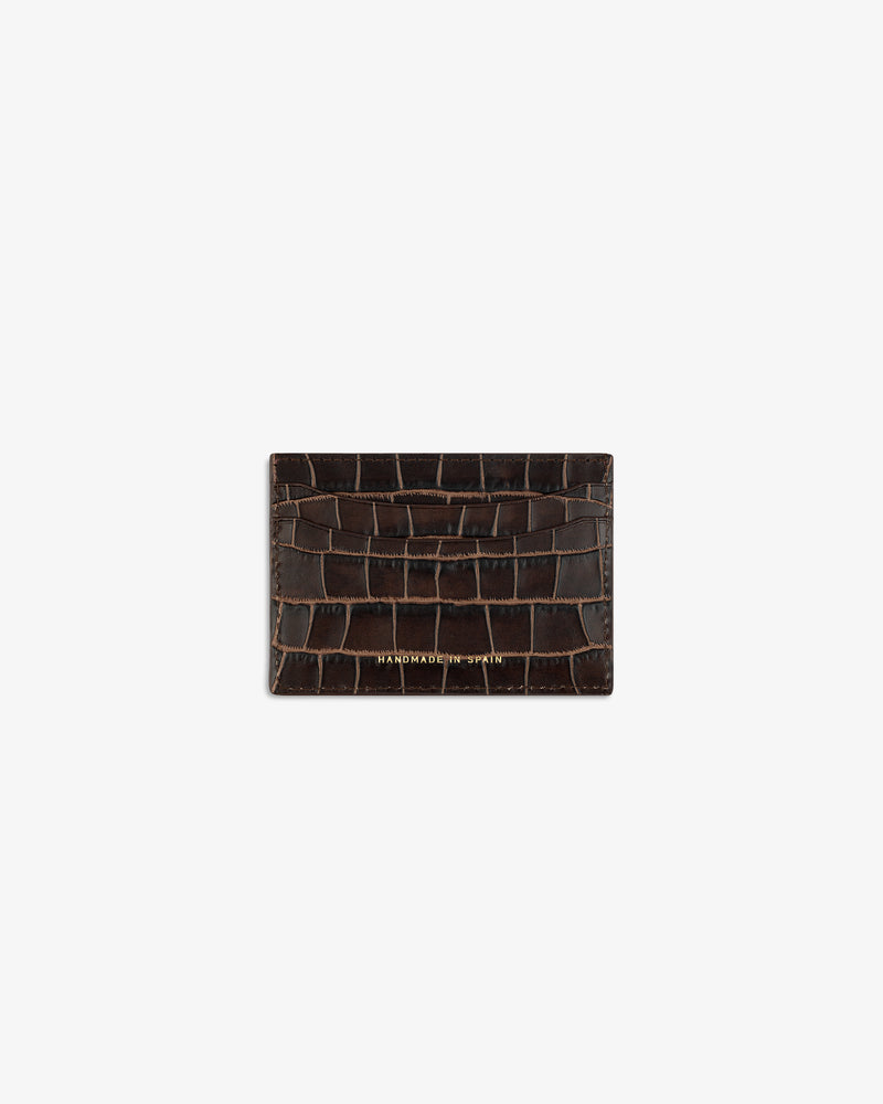 Croc-Embossed Leather Cardholder