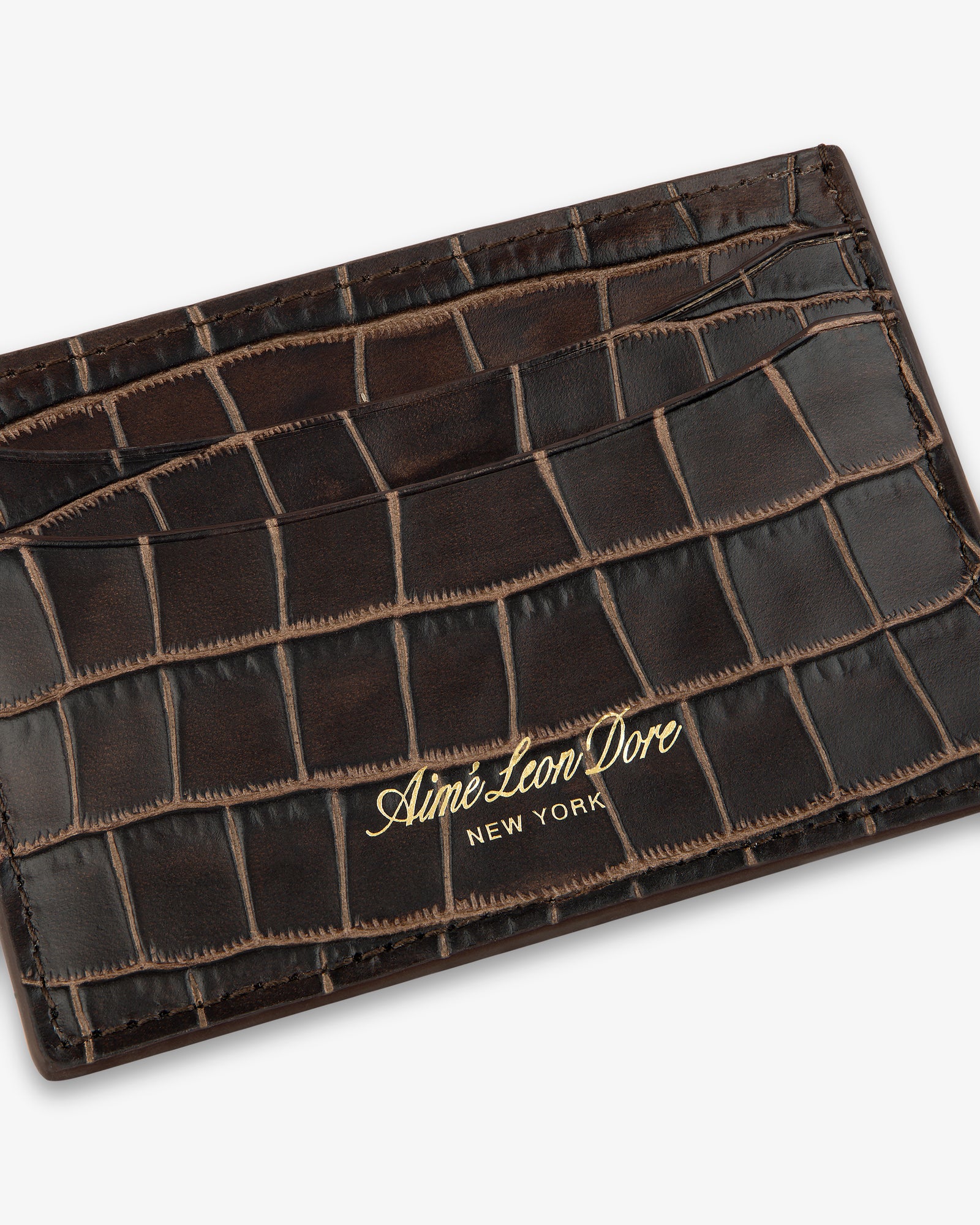 Croc-Embossed Leather Cardholder