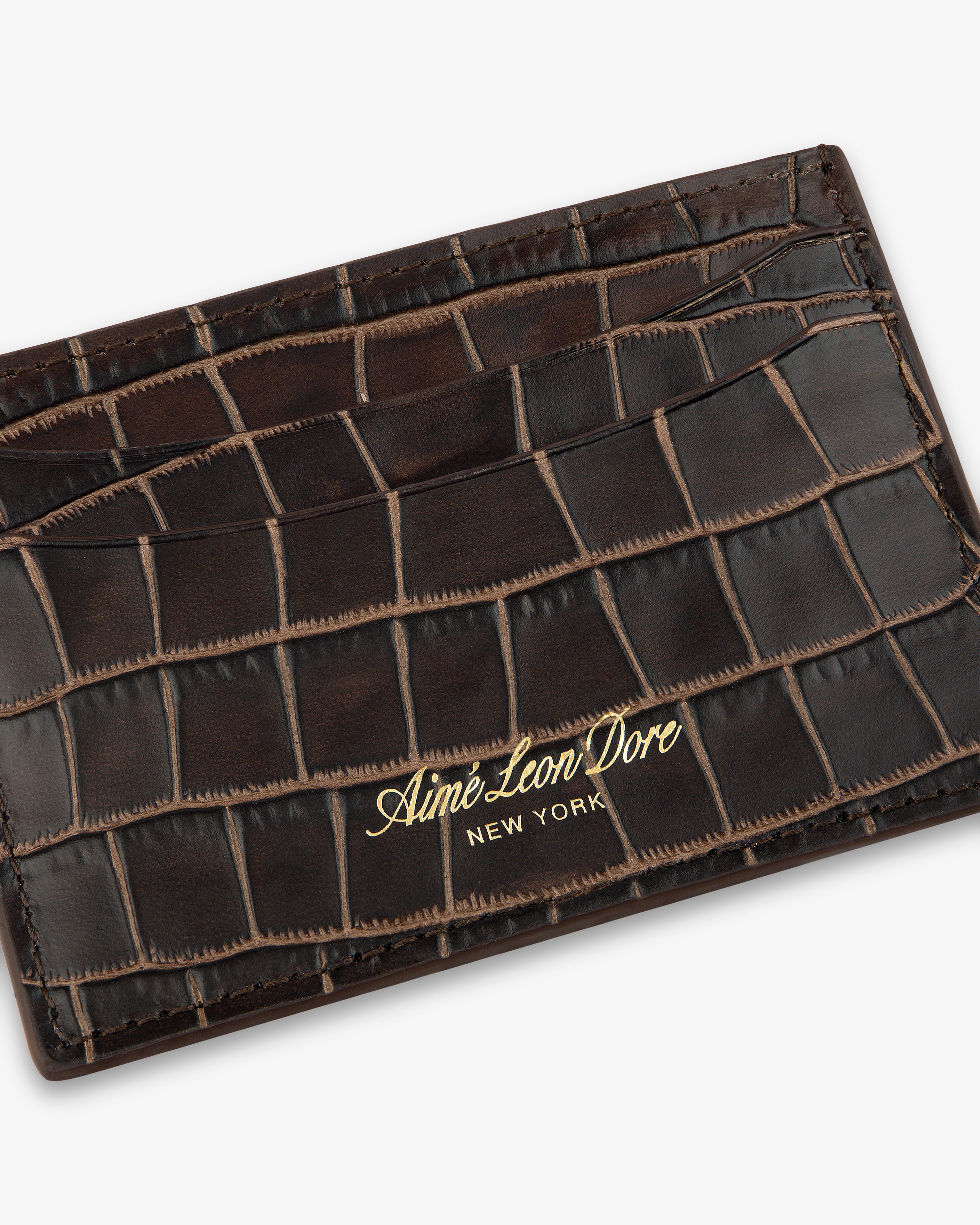 Croc-Embossed Leather Cardholder