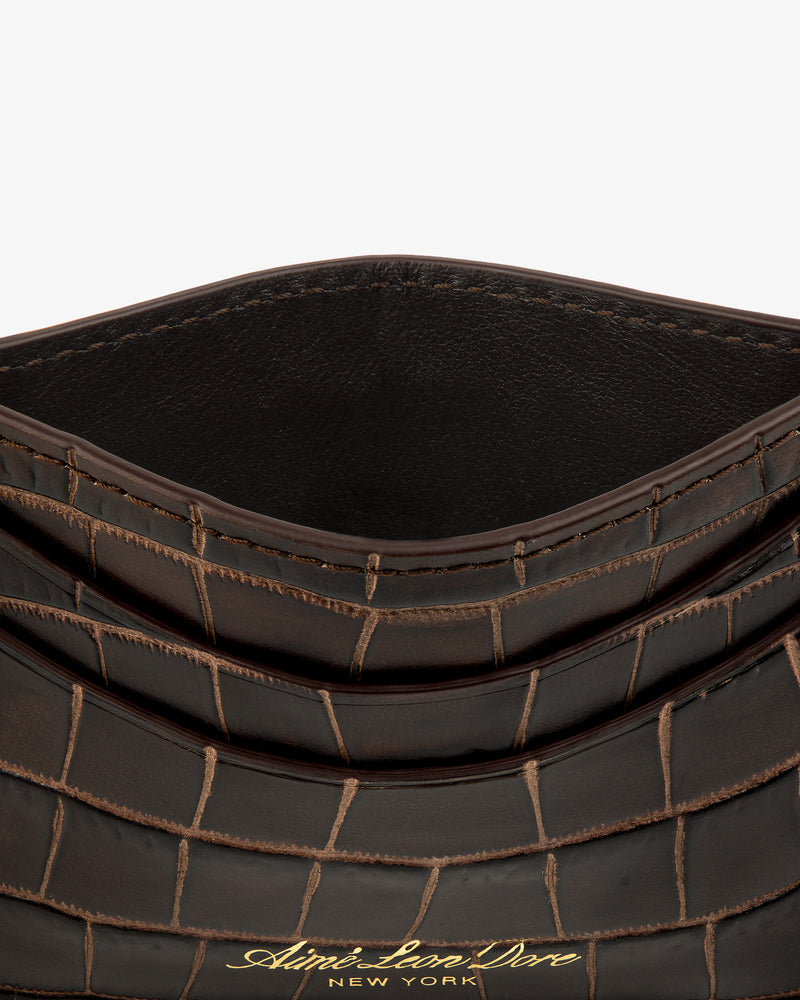 Croc-Embossed Leather Cardholder