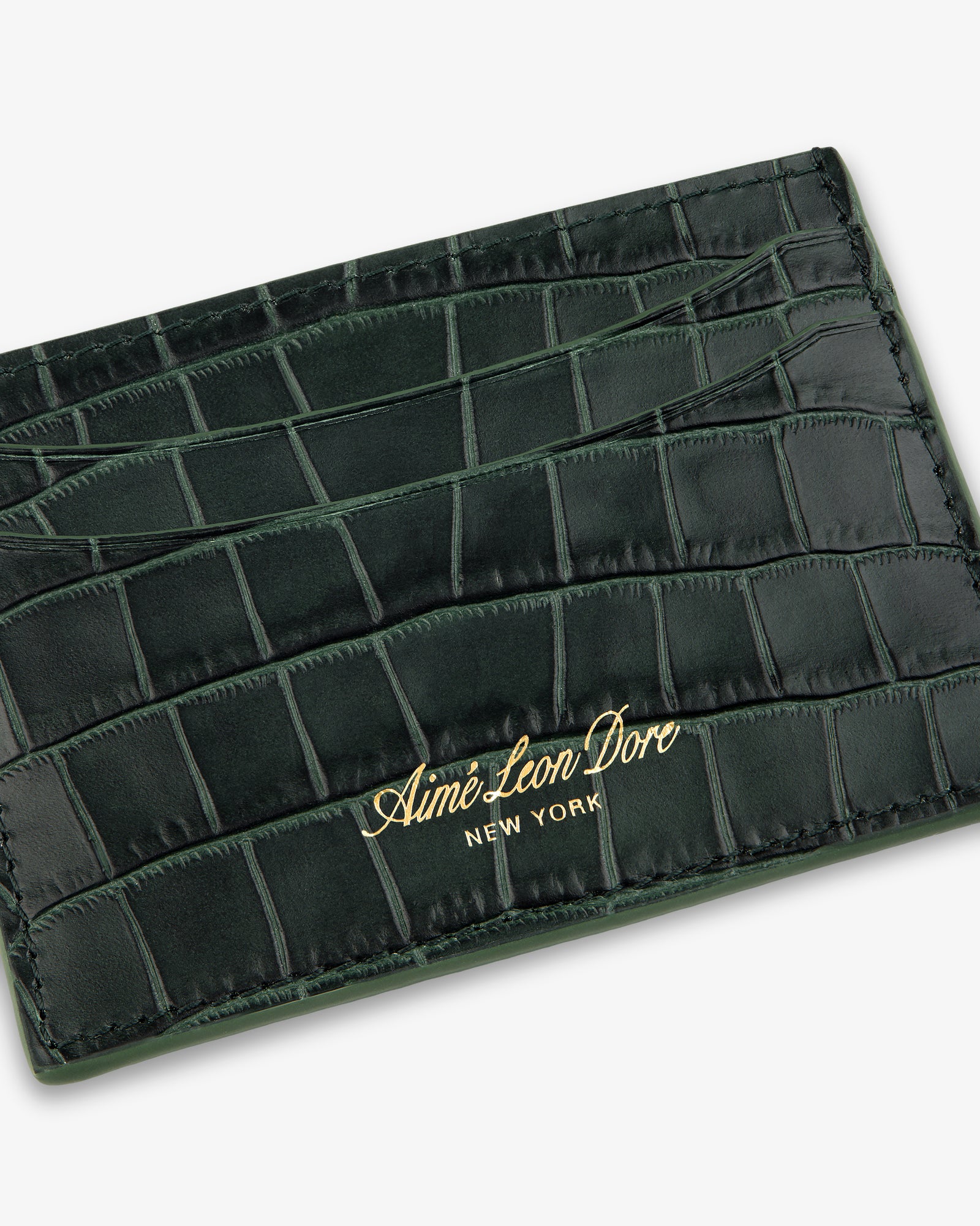 Croc-Embossed Leather Cardholder
