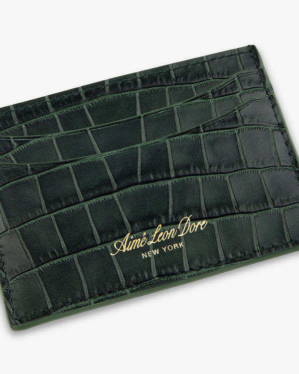 Croc-Embossed Leather Cardholder