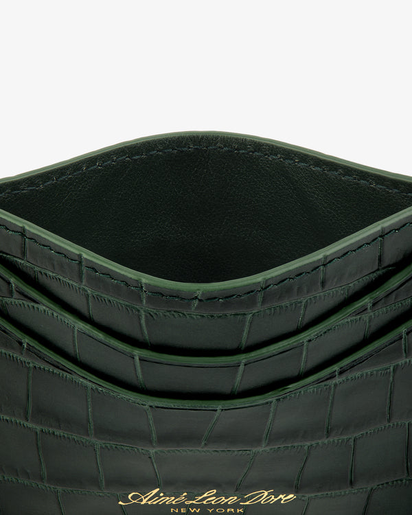 Croc-Embossed Leather Cardholder