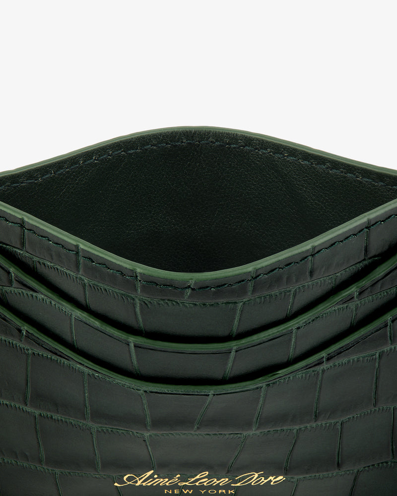 Croc-Embossed Leather Cardholder
