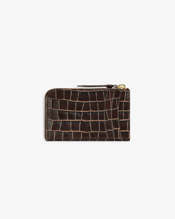 Croc-Embossed Leather Zip Cardholder