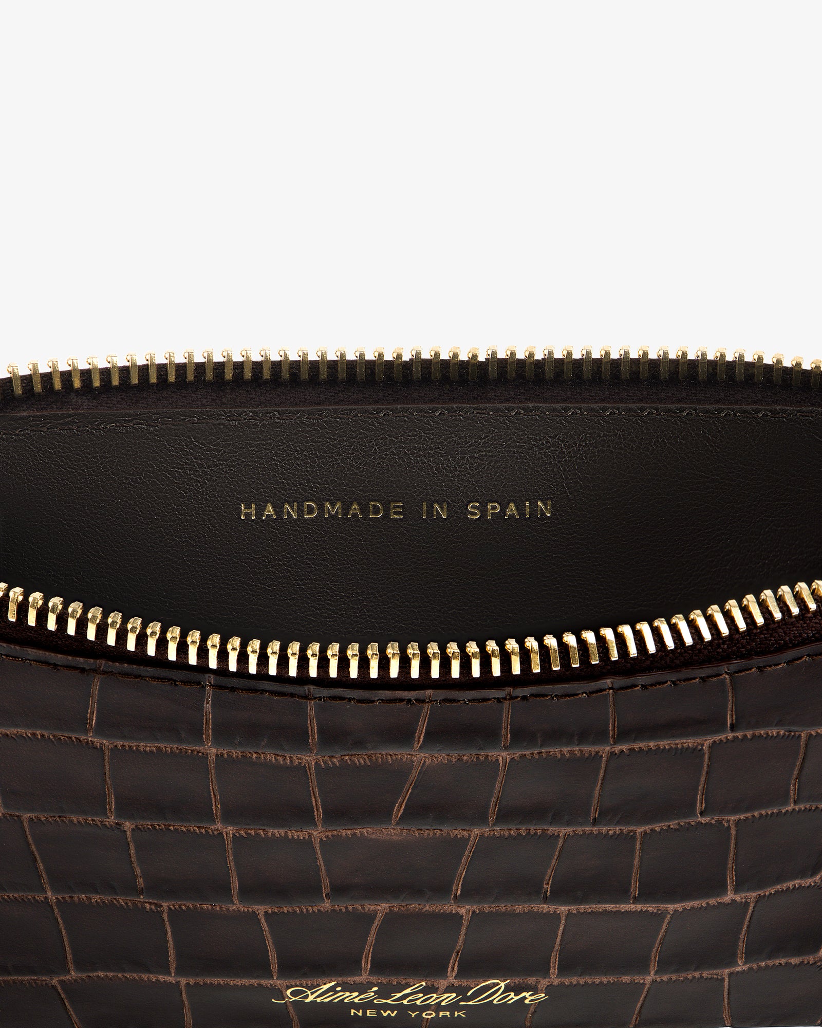 Croc-Embossed Leather Zip Cardholder