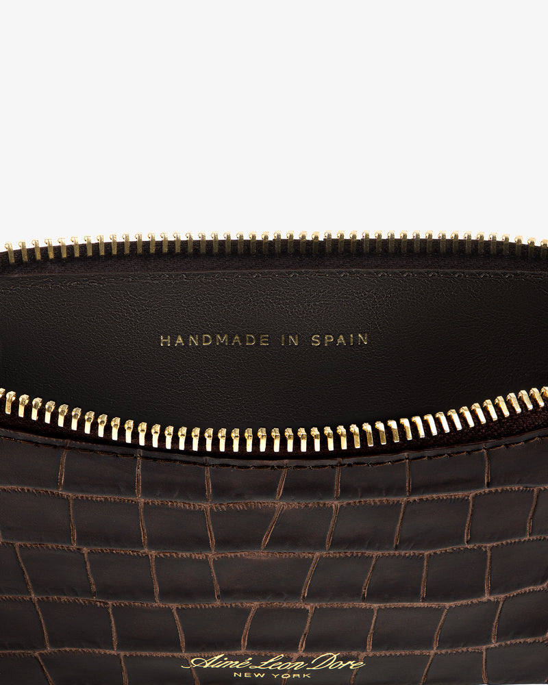 Croc-Embossed Leather Zip Cardholder