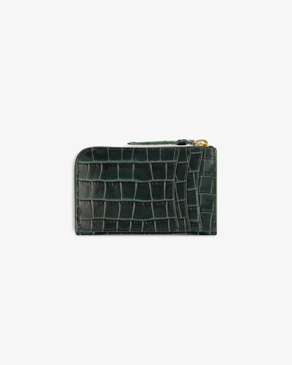 Croc-Embossed Leather Zip Cardholder