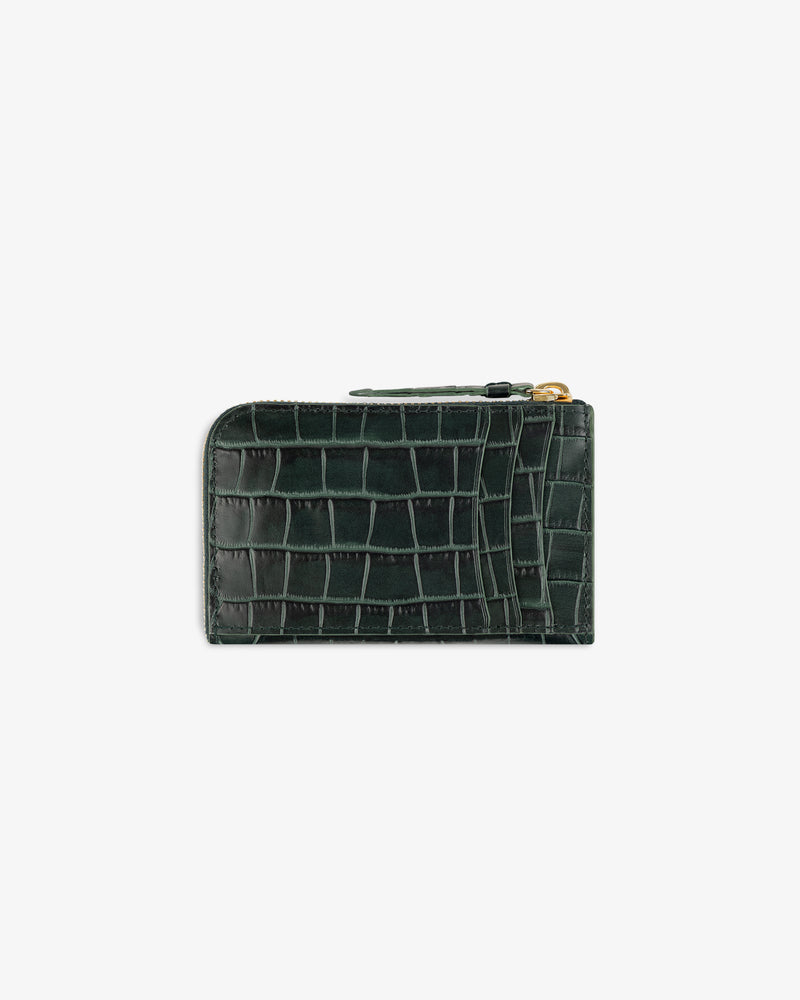 Croc-Embossed Leather Zip Cardholder