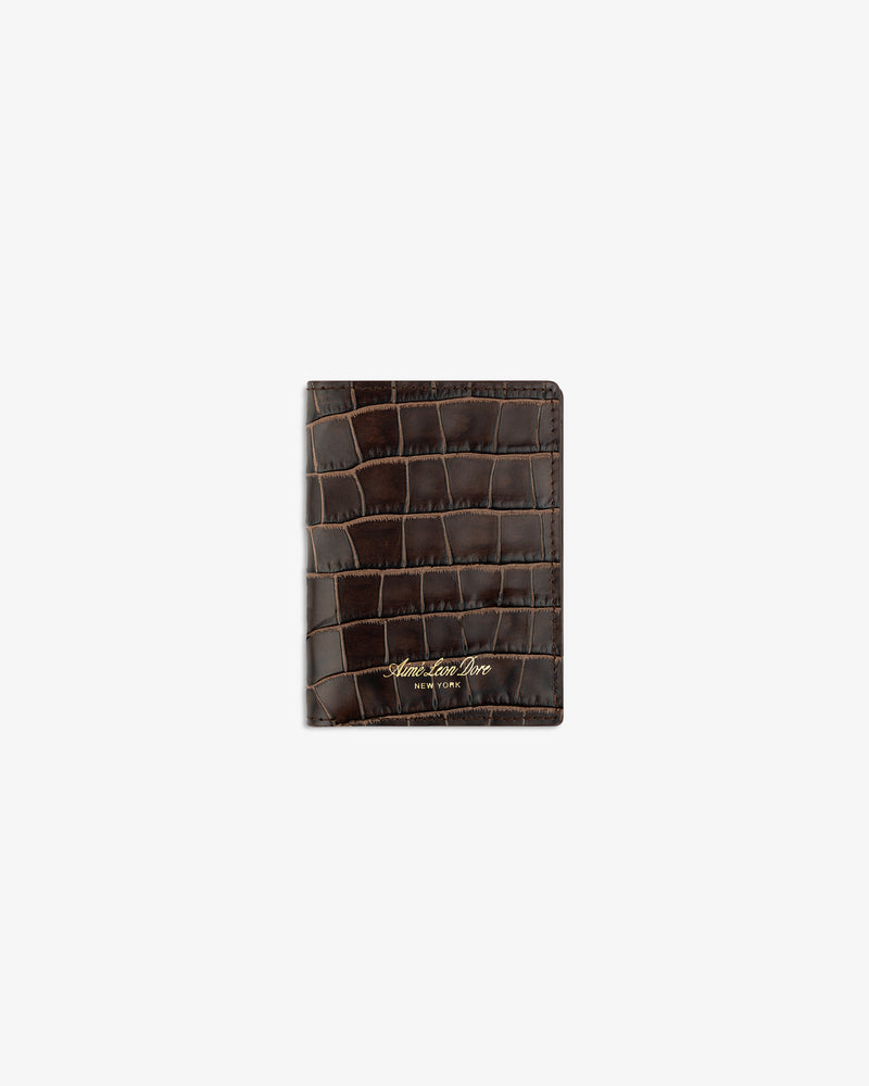 Croc-Embossed Leather Bi-Fold Wallet