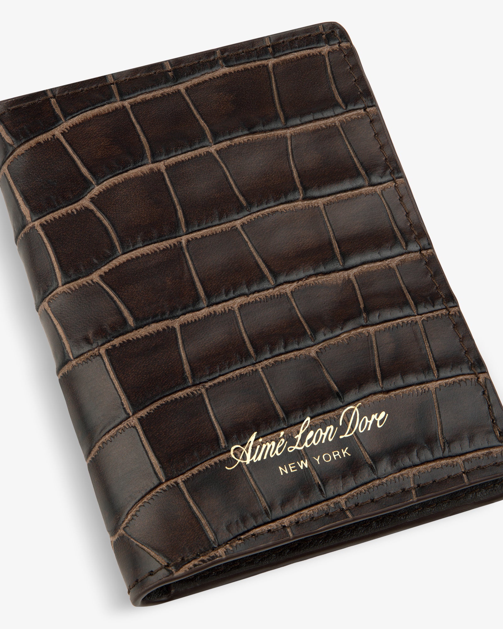 Croc-Embossed Leather Bi-Fold Wallet