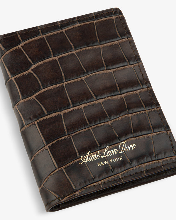 Croc-Embossed Leather Bi-Fold Wallet