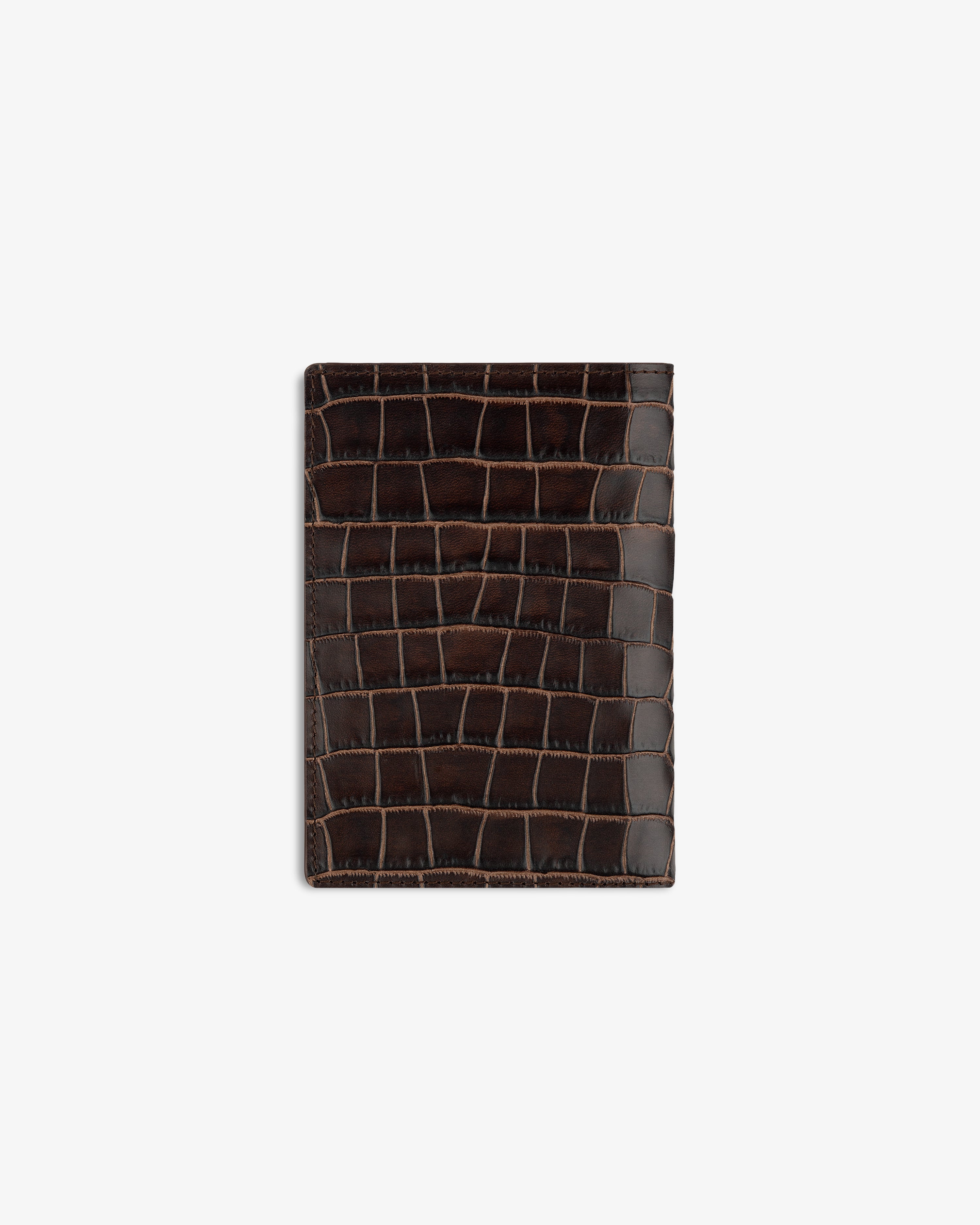 Croc-Embossed Leather Passport Holder