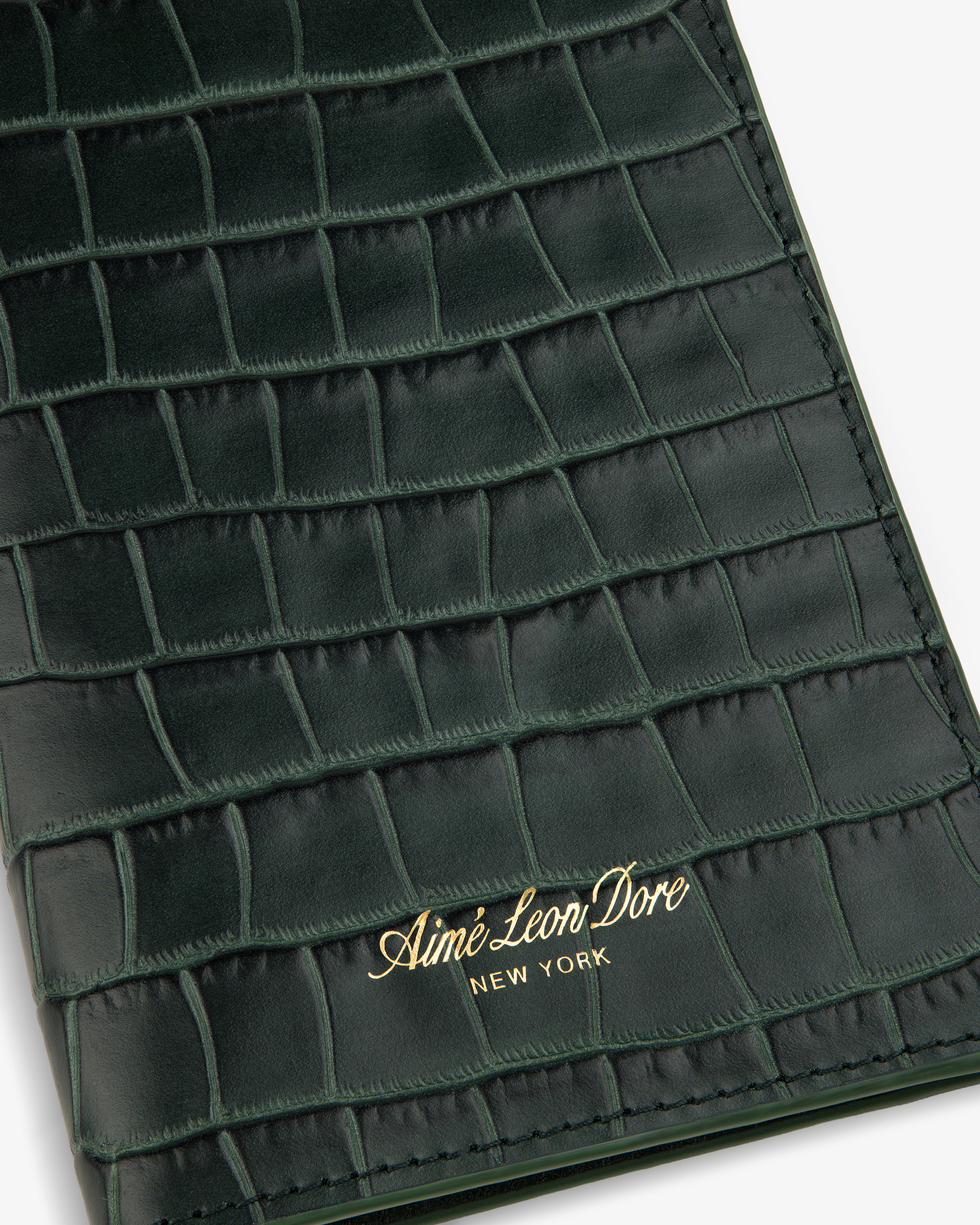 Croc-Embossed Leather Passport Holder