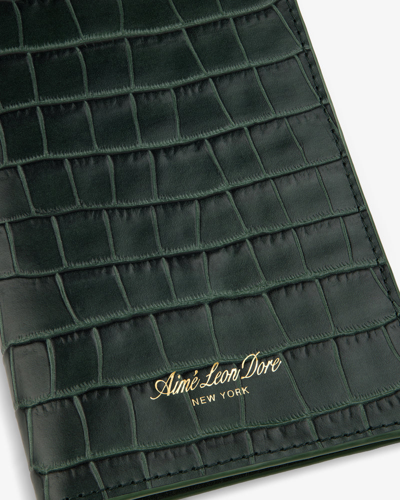Croc-Embossed Leather Passport Holder