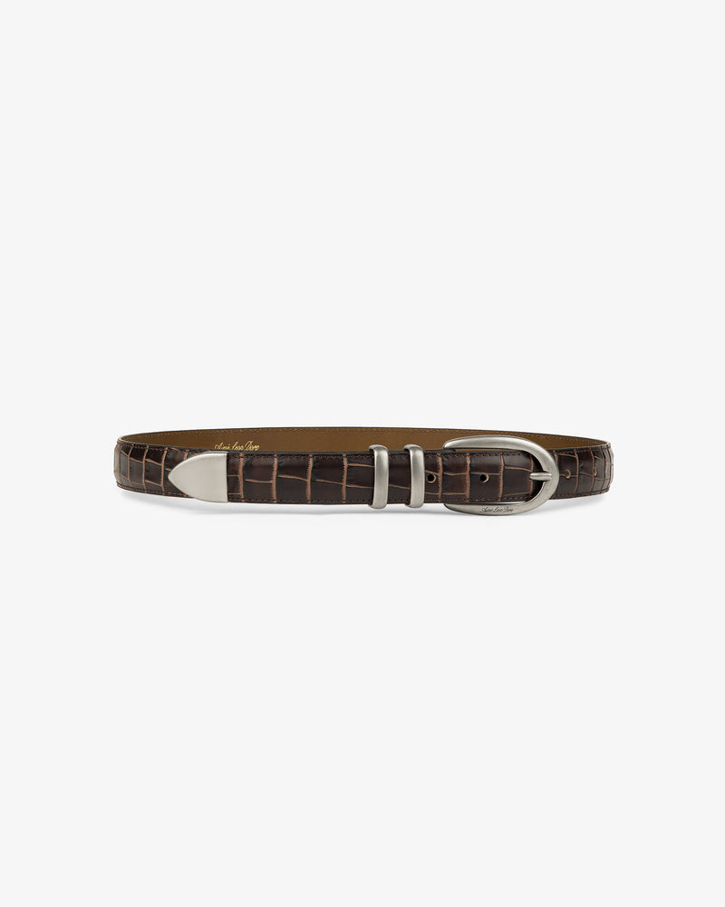 Croc-Embossed Leather Belt