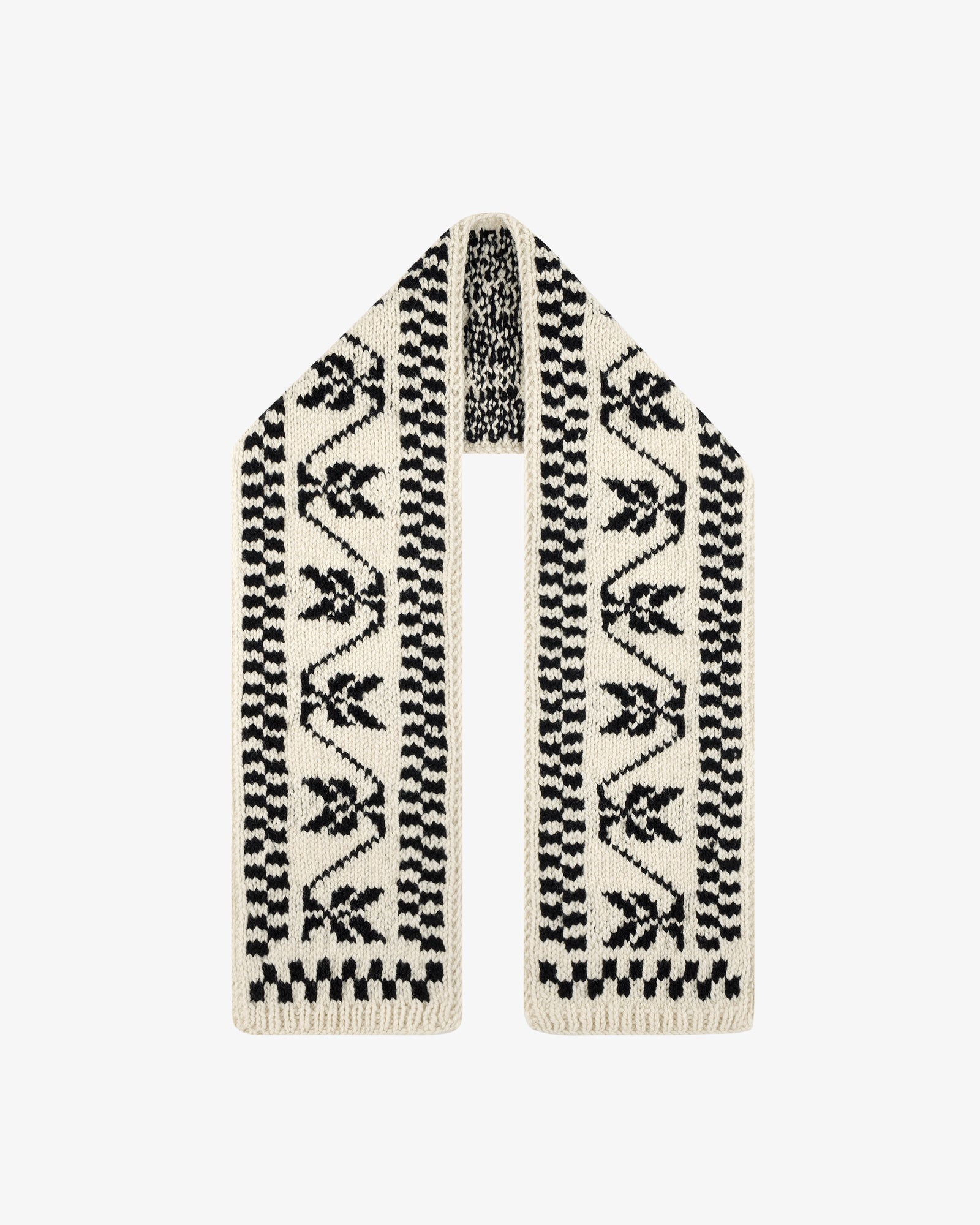 Hand Knit Jacquard Wool Scarf