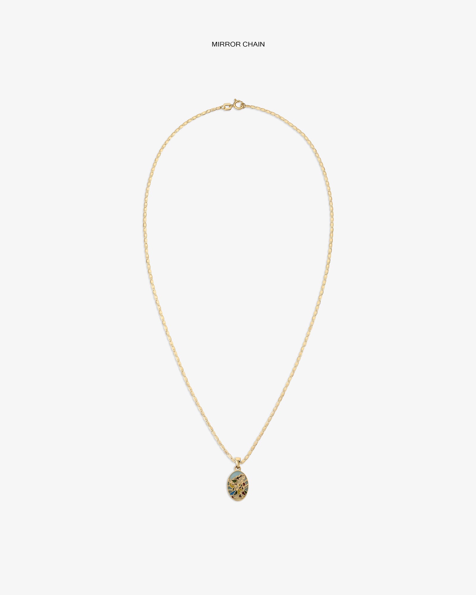 14Kt Gold Molina Pendant featuring a twisted chain and ornate oval charm, shown on a plain white background.