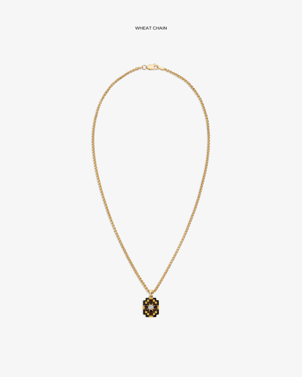 Diamond Mosaic Pendant on a gold wheat chain, shown against a plain white background.