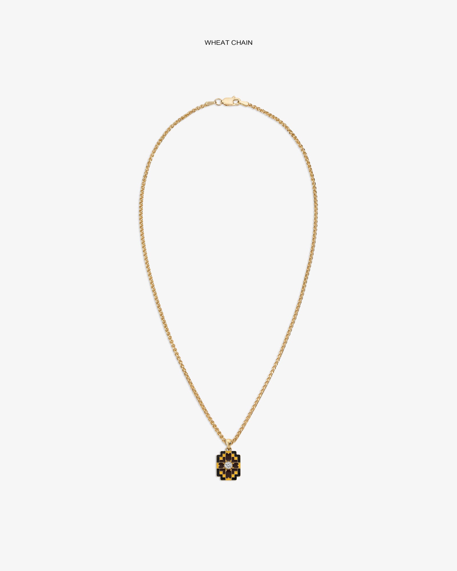 Diamond Mosaic Pendant on a gold wheat chain, shown against a plain white background.