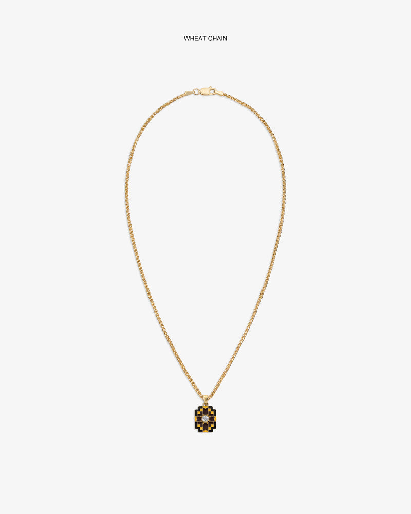 Diamond Mosaic Pendant on a gold wheat chain, shown against a plain white background.