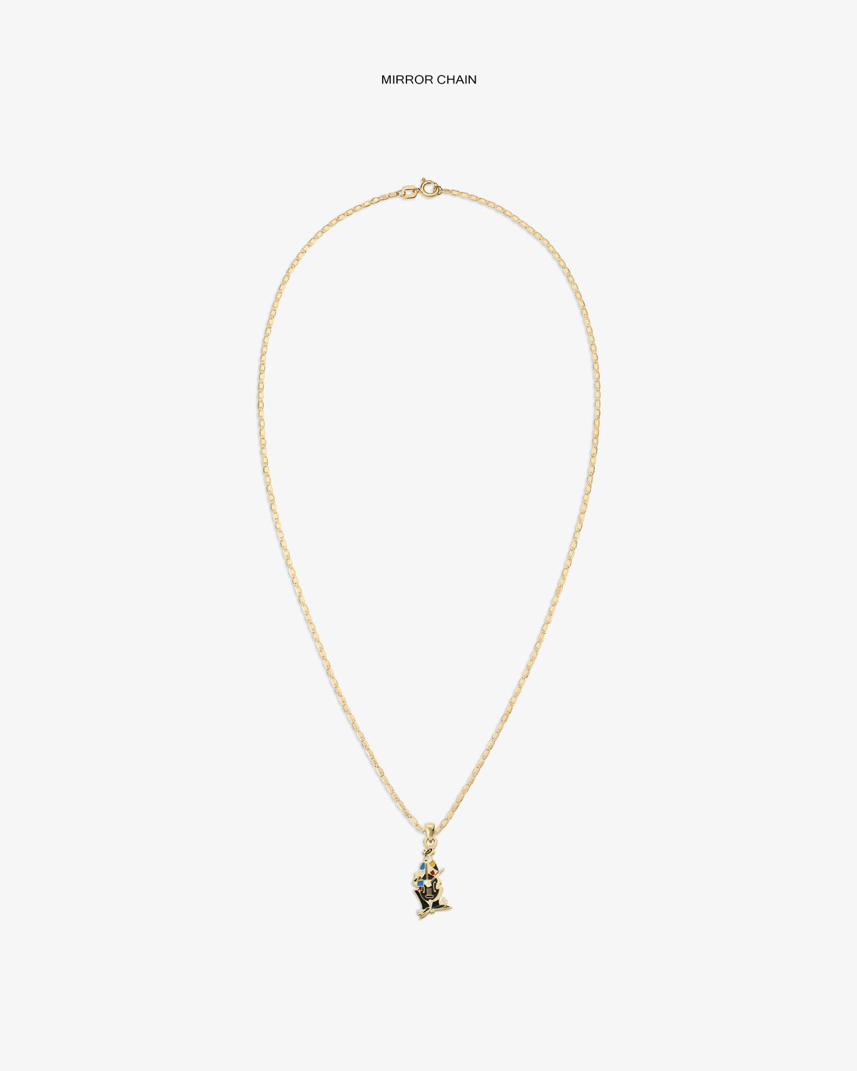 14Kt Gold Musician Pendant necklace on a plain white background with pendant centered on gold chain.