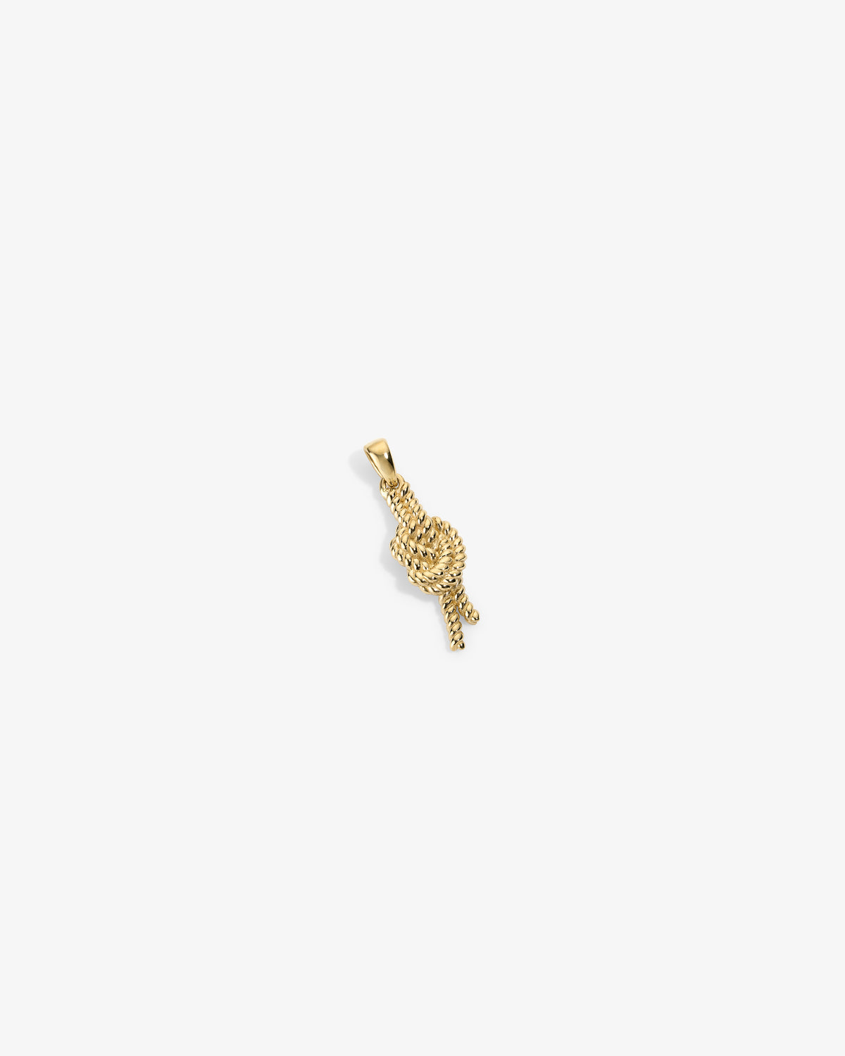 14Kt Gold Nautical Knot Pendant, embellished with small clear gemstones, shown on a white background.