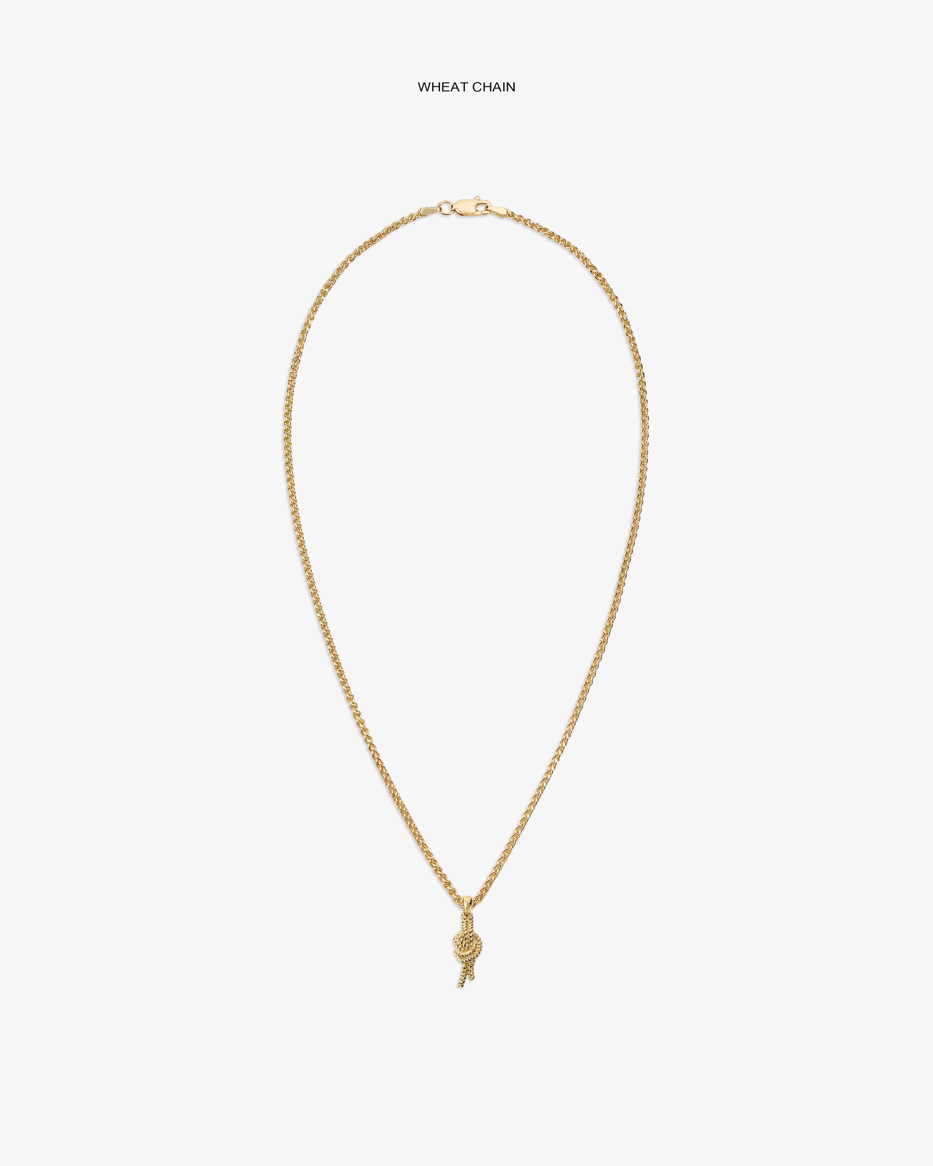14Kt Gold Nautical Knot Pendant with chain, shown on a simple white background.
